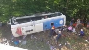 24.07.2021, Автобус с туристами опрокинулся на горной дороге на Кубани
