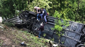 16.07.2019, Автобус вылетел в кювет в Башкирии